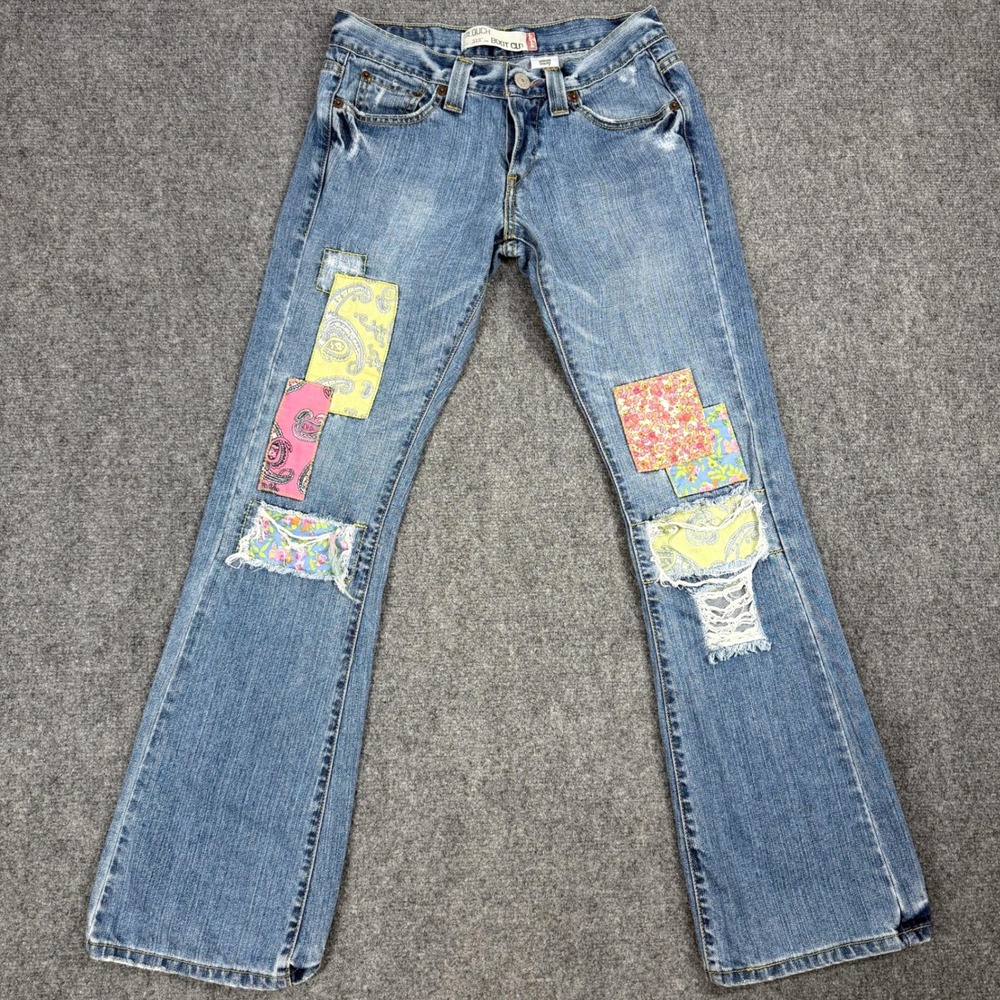 Vintage Y2K Levi's Slouch 513 Boot Cut Low Rise Jeans Patchwork Boho Hippie